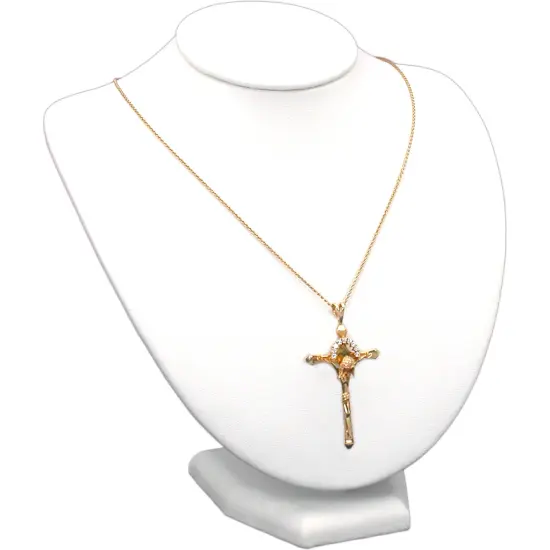 3Pc White Leather Jewelry Necklace Display Bust 8" New {4}