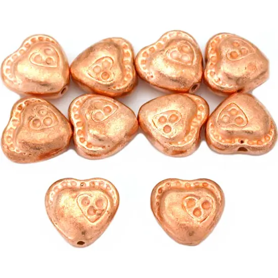 15g Double Heart Beads Copper Plated 10mm Approx 8 {1}