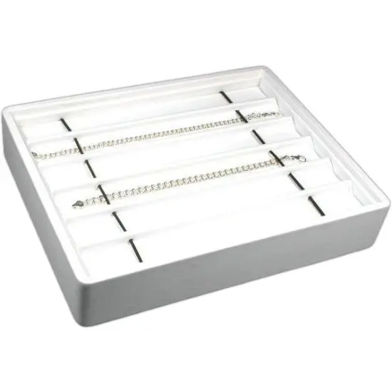 Bracelet Watch Display Tray White Leather Showcase Unit {1}