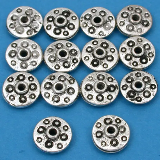 15g Fluted Saucer Bead Antq Silver Plate 11mm Approx 14 {1}