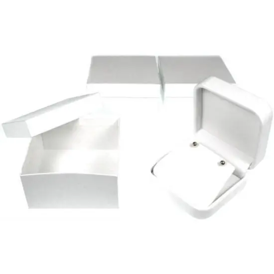 White Leather Earring Display Case Countertop Gift Box {1}