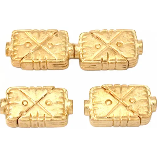 Fluted Rectangle Beads Gold Plate Beading 19mm Approx 4 {1}