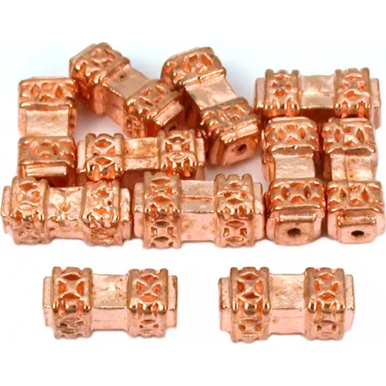 Rectangle Tube Beads Copper Plated Parts 11mm Approx 10 {1}