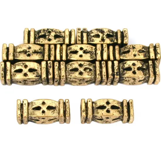 Rectangle Tube Beads Antique Gold Plate 13mm Approx 10 {1}
