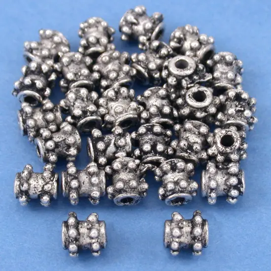 15g Dot Bali Tube Bead Antq Silver Plated 6mm Approx 25 {1}