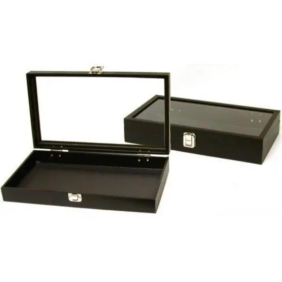 2 Glass Lid Display Box Tray Travel Case Storage Unit {1}