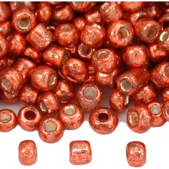 25 Grams Metallic Red Opaque Glass Seed Beads 12/0 {2}