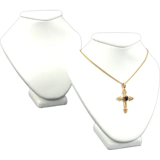 2 White Leather Necklace Busts Jewelry Displays 4.5" {1}