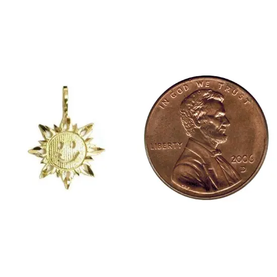 Sun Charm 19.5mm & 18" Chain 14k Gold {4}