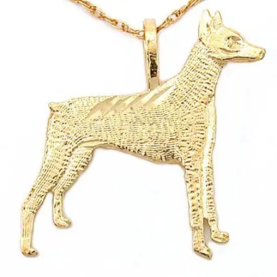 14K Gold Doberman Pinscher Charm 18" Chain Jewelry {5}
