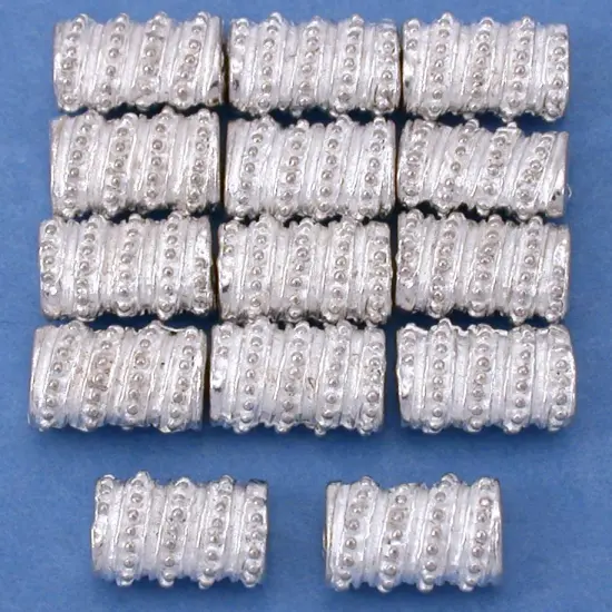 15g Oval Dot Bali Tube Beads Silver Plt 10mm Approx 14 {1}