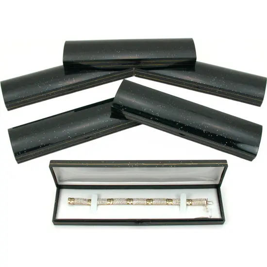 6 Black Gold Sparkle Bracelet Classy Gift Jewelry Boxes {1}
