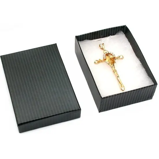 25 Black Stripe Cotton Filled Jewelry Gift Box 3 1/4" {2}