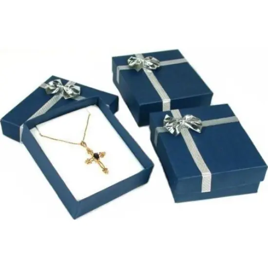 Blue Bow-Tie Jewelry Gift Box Pendant Earrings Showcase Display Kit 12 Pcs {1}