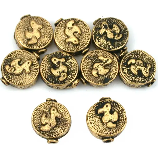 15g Fluted Round Duck Beads Antq Gold Plt 11mm Approx 8 {1}