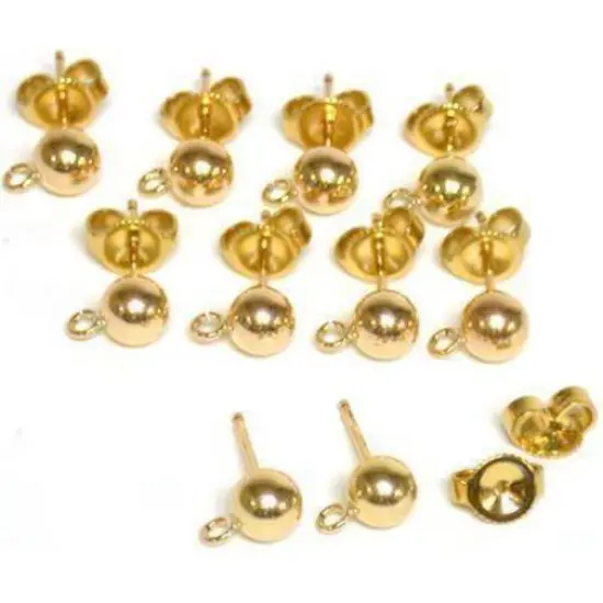 14K Gold Filled Ball Earrings & Ear Backs {1}