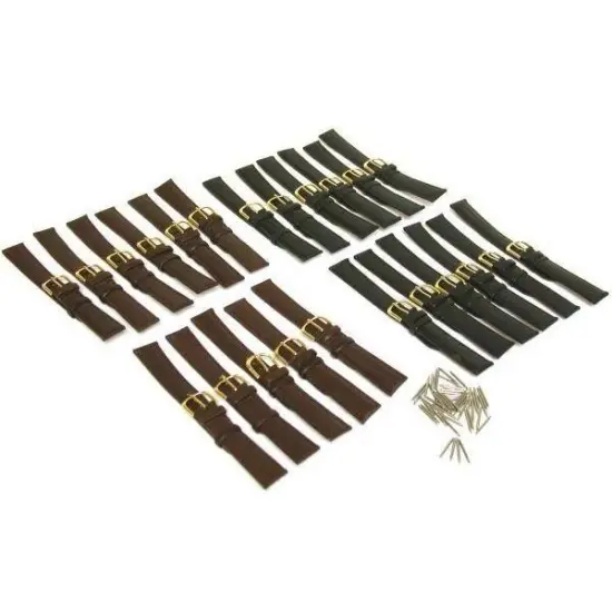 24 18mm Genuine Leather Watch Band & 48 Spring Bars {1}