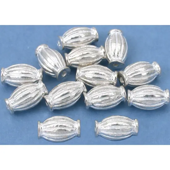Fluted Tube Bali Beads Silver Plated 9.5mm Approx 14Pcs {1}