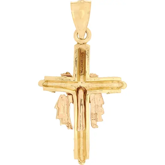 Cross & Shroud Charm 14k Two Tone Gold 25mm {2}