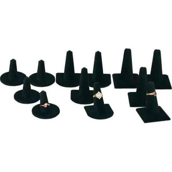 12 Black Velvet Ring Finger Display Showcase Fixture {1}