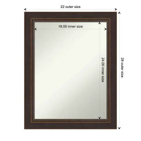 Amanti Art Non-Beveled Wood Wall Mirror, Lara Bronze Frame {1}