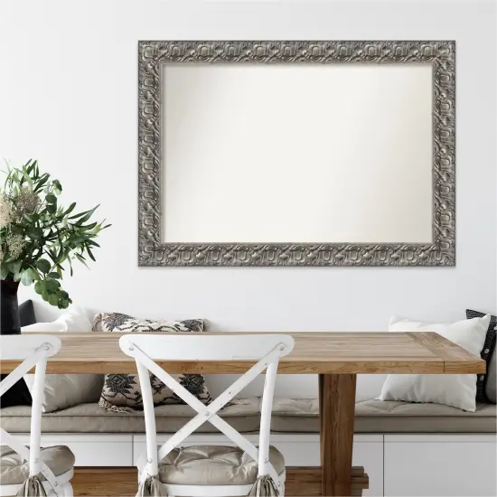 Amanti Art Non-Beveled Wood Wall Mirror, Silver Luxor Frame {7}