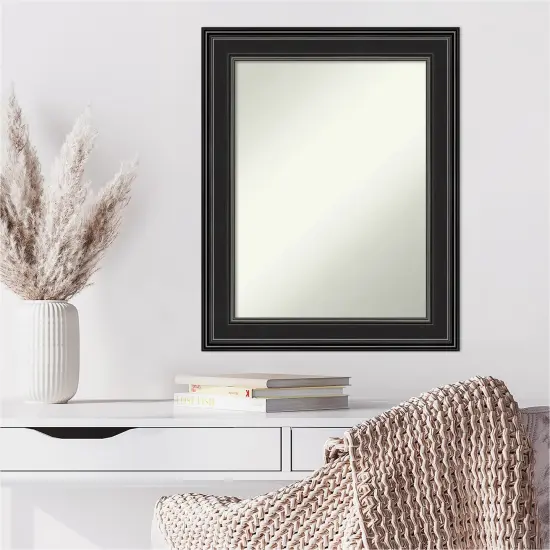 Amanti Art Non-Beveled Wall Mirror, Ridge Black Frame {6}