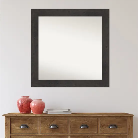 Amanti Art Non-Beveled Wall Mirror, Rustic Plank Espresso Frame {7}