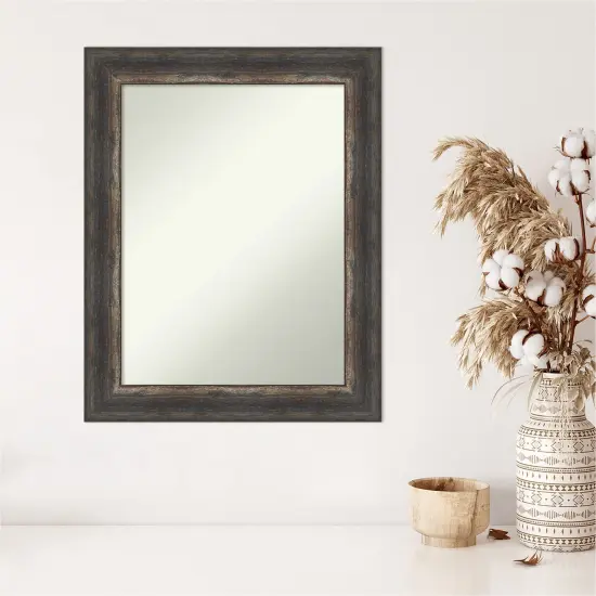 Amanti Art Non-Beveled Wall Mirror, Bark Rustic Char Frame {5}