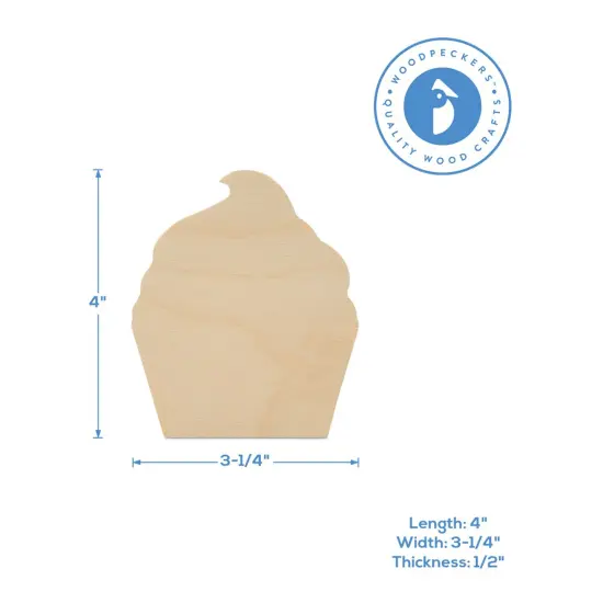 Cupcake Tiered Tray Decor 4", Chunky Blank Wood Shape for Crafts | Woodpeckers {4}