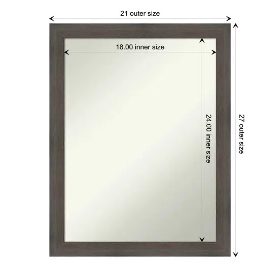 Amanti Art Non-Beveled Wood Wall Mirror, Hardwood Chocolate Narrow Frame {1}