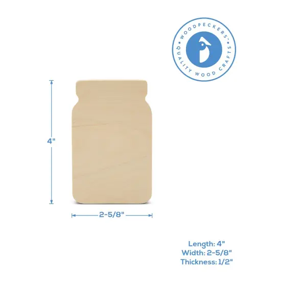 Chunky Wooden Mason Jar Cutout 4", Spring Tiered Tray Decor/Crafts | Woodpeckers {4}