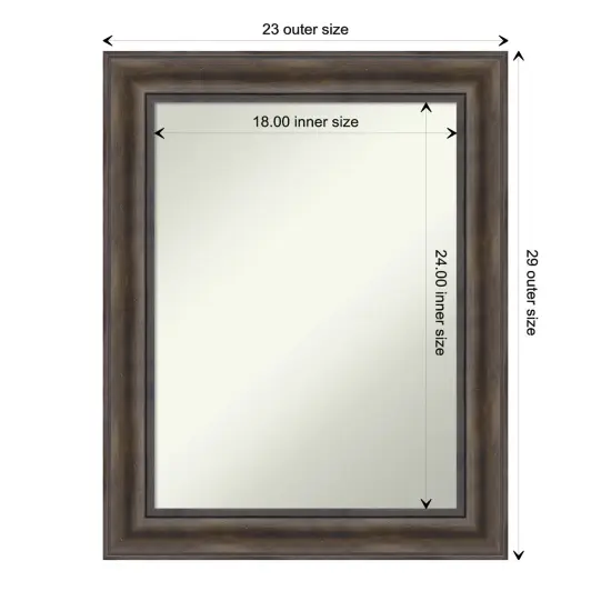 Amanti Art Non-Beveled Wood Wall Mirror, Rustic Pine Frame {1}