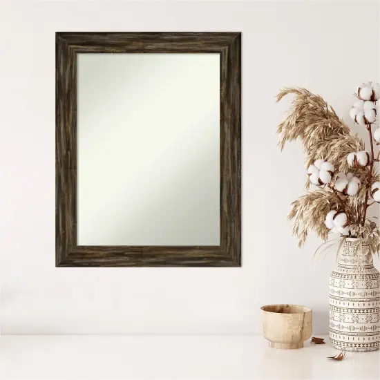 Amanti Art Non-Beveled Wood Wall Mirror, Fencepost Brown Narrow Frame {5}