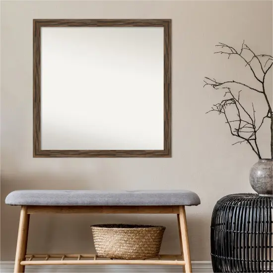 Amanti Art Non-Beveled Wood Wall Mirror, Regis Barnwood Grey Narrow Frame {7}