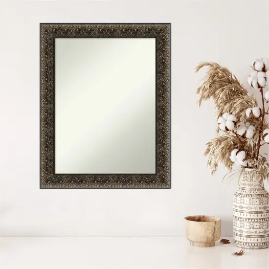 Amanti Art Non-Beveled Wood Wall Mirror, Intaglio Embossed Black Frame {5}