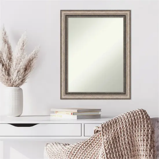 Amanti Art Non-Beveled Wall Mirror, Lyla Ornate Silver Frame {6}