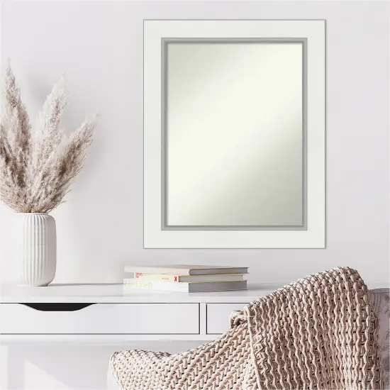 Amanti Art Non-Beveled Wall Mirror, Eva Black Silver Frame Eva White Silver {6}