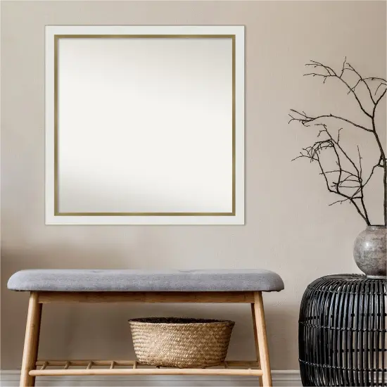 Amanti Art Non-Beveled Wall Mirror, Eva Black Silver Narrow Frame Eva White Gold Narrow {6}