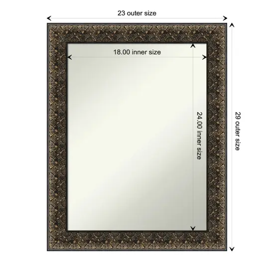 Amanti Art Non-Beveled Wood Wall Mirror, Intaglio Embossed Black Frame {1}