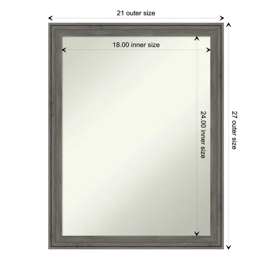 Amanti Art Non-Beveled Wood Wall Mirror, Regis Barnwood Grey Narrow Frame {1}