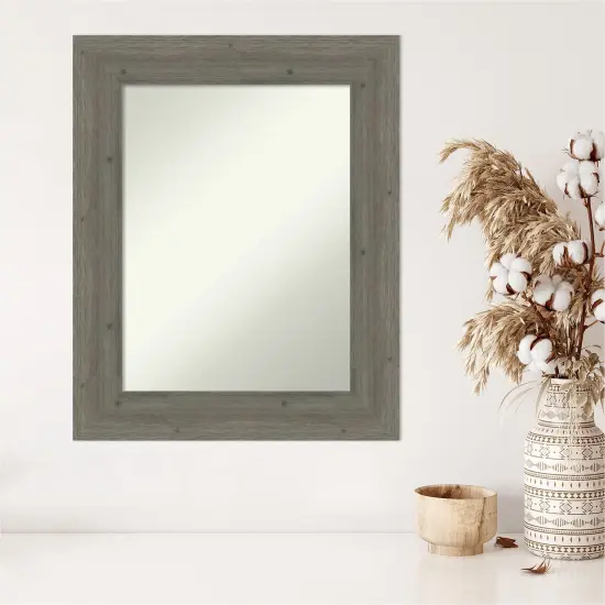 Amanti Art Non-Beveled Wood Wall Mirror, Fencepost Brown Frame Fencepost Grey {5}