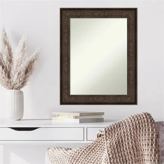 Amanti Art Non-Beveled Wall Mirror, Ridge Black Frame Ridge Bronze Frame {6}
