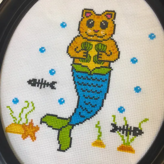 Purrmaid Counted Cross Stitch DIY KIT Intermediate {1}