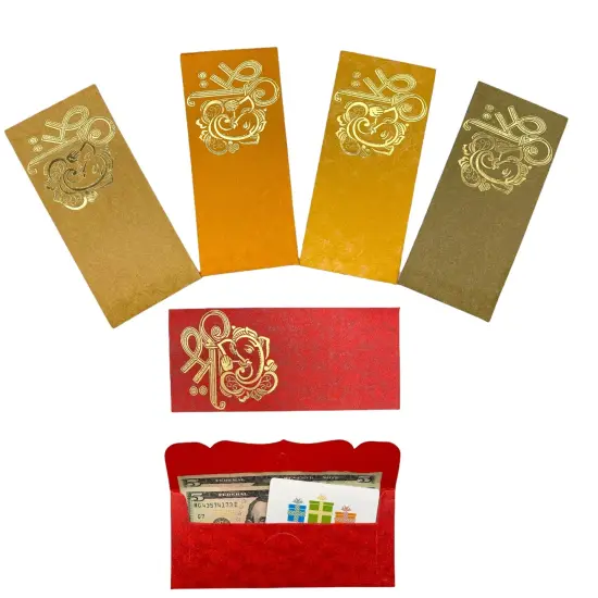 Assorted Ganesha Paper Shagun Money Envelopes, Lucky Cash Gift Envelope, Gifts Card Holder,currency, Tip Evenvolopes, Eid Diwali Christmas Wedding {1}