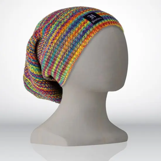 Hemptique 100% Hemp Made Knitted Knit Beanie Winter Hat Cap Long Style for Men and Women Fashion Apparel Winter Holiday Gift Eco Friendly Sustainable Naturally Grown Fiber Rainbow {2}