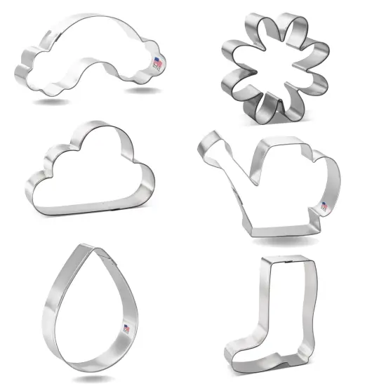 Spring Cookie Cutter Set 6 Piece Daisy, Rainbow, Clouds, Rainboot, Rain Drop, CookieCutter.com, USA {4}