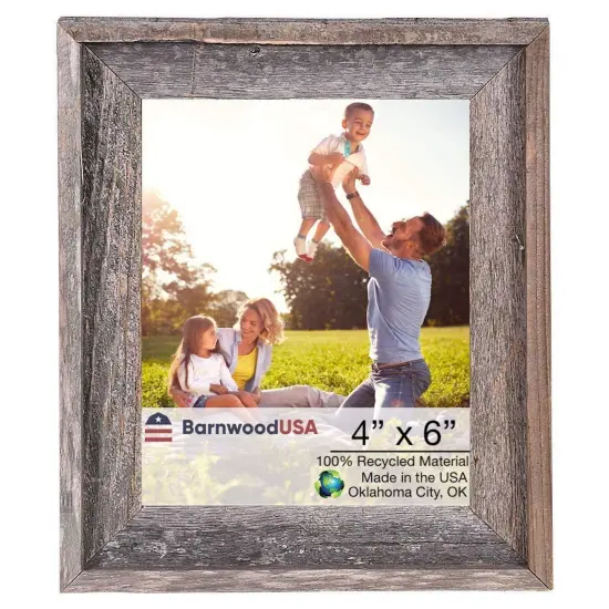 Rustic Farmhouse Signature Series Tabletop Reclaimed Wood Picture Frame Grey {1}