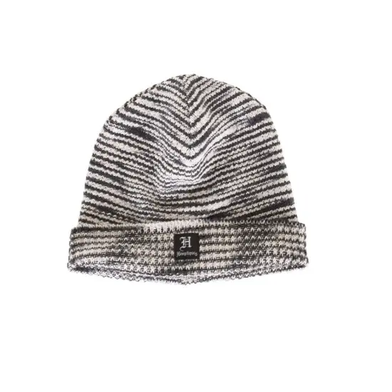Hemptique 100% Hemp Made Knitted Knit Beanie Winter Hat Cap Short Style for Men and Women Winter Holiday Gift Eco Friendly Sustainable Naturally Grown Fiber Black/white {1}