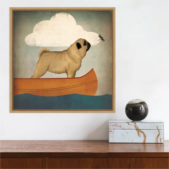 Pug Canoe Co by Ryan Fowler Canvas Art Framed Natural {4}
